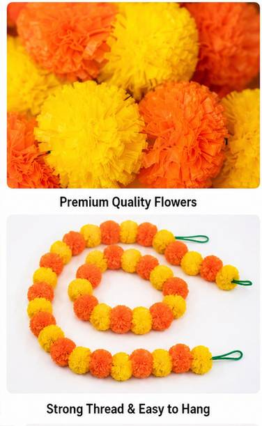 Alponaenterpris Garland marigold orange and yellow Yellow, Orange Marigold Artificial Flower