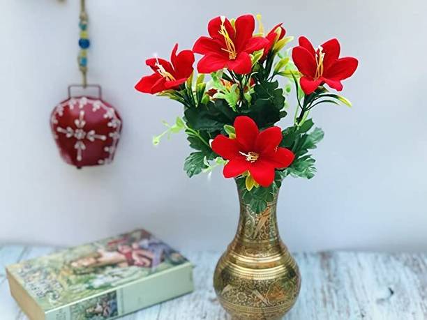 Daissy Raise Artificial Flower Lily Bunch/Bouquet-Natural Red Rose Artificial Flower