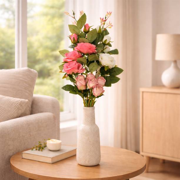 Pink Olive Artificial Flower Gift Box-8pc | For Mothers Day, Anniversary Gifting | DIY White, Pink Wild Flower Artificial Flower