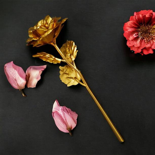 SHIVANICORP Gold Plated Artificial Rose for Valentine's Day,Anniversary Perfect Valentine Gold Rose Artificial Flower