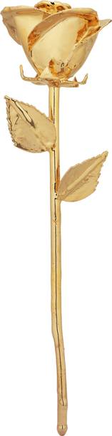 SanaarGold 12 Inch Real Rose Preserved in 24K Gold Romantic Gift for Anniversary, Valentine Gold Rose Artificial Flower