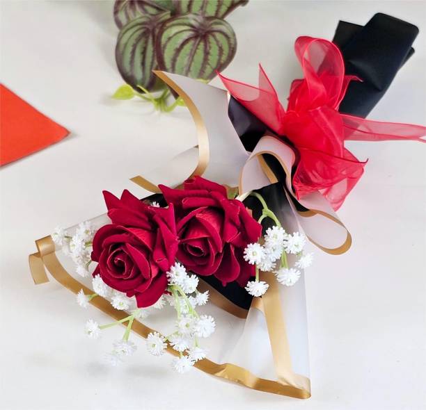 Satyam Kraft 1 Pcs Valentine Bouquet with Artificial Flowers for Him/Her Gifting purpose Multicolor Rose Artificial Flower