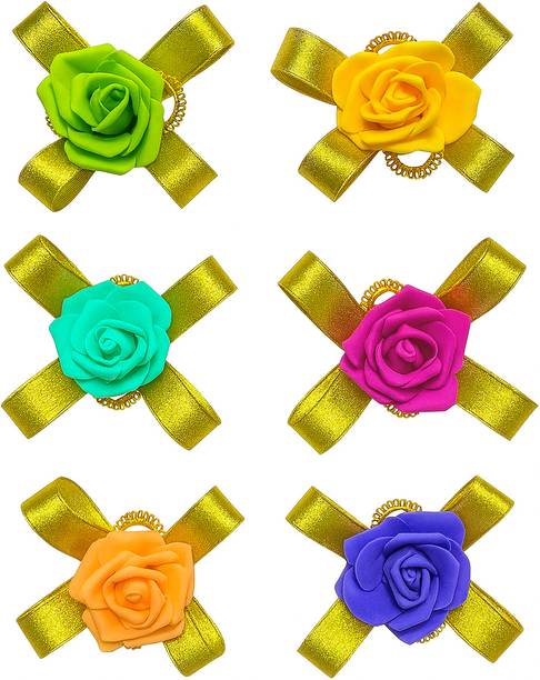 Akp Handcrafted Satin Ribbon Artificial Flower Gift Embellishment Multicolor Rose Artificial Flower