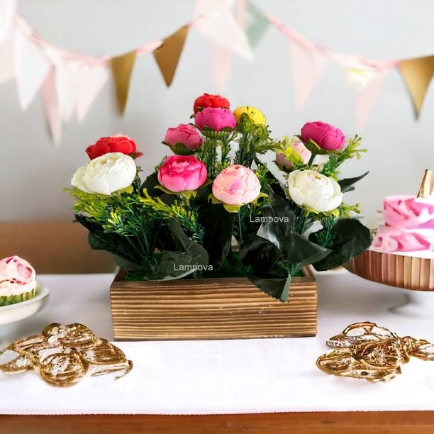 Lampova for Gift Décor & Art Projects – Elegant and Lifelike Arrangements Multicolor Westeria Artificial Flower with Pot