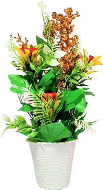 Sh Creations Artificial Flower with Golden Glittered Balls Multicolor Rose Artificial Flower