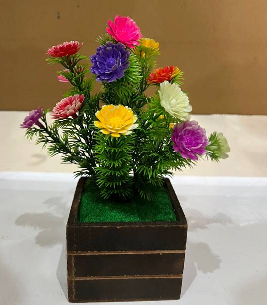 Alvario Artificial flowers Pink Chrysanthemum Artificial Flower  with Pot