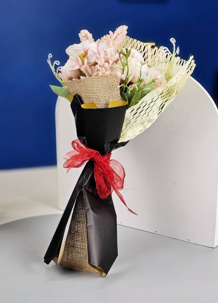 Satyam Kraft 1 Pcs Valentine Bouquet with Artificial Multiflora Flower for Him/Her Gifting Multicolor Peony Artificial Flower