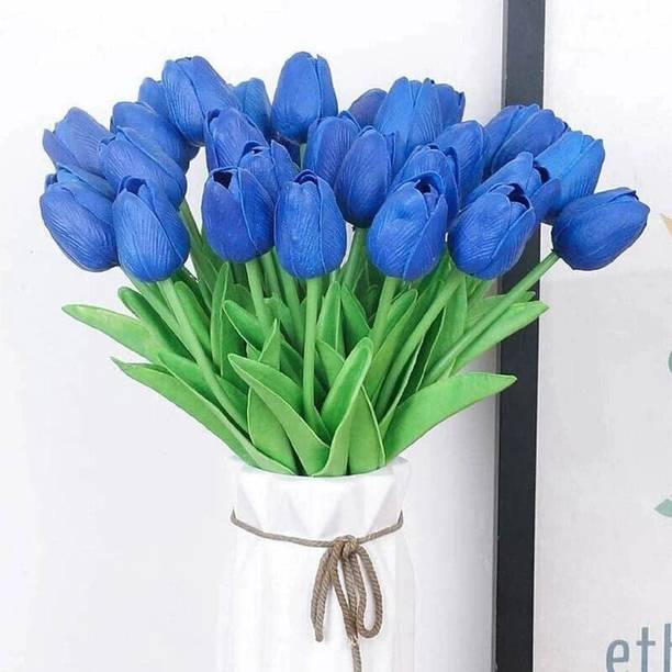 टाइड रिब्बन Decorative Artificial Tulips Flowers for Vase Pot Home Decorations नीला, हरा ट्यूलिप नक़ली फूल