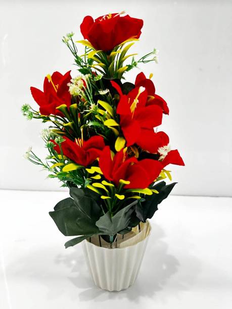 DEY DECOR Multicolor Tulips Artificial Flower with Pot