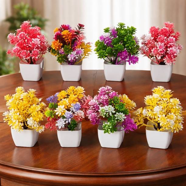 BHAARUSH9 Multi color small Multicolor Wild Flower Artificial Flower  with Pot