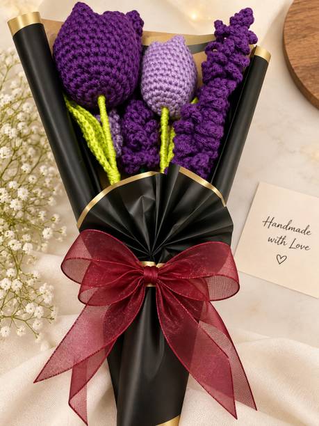 threadknot flower bouquet Purple Tulips, Lavender Artificial Flower