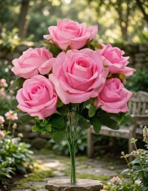 ADRIJADIP Artificial rose flowers bunch Pink Rose Artificial Flower