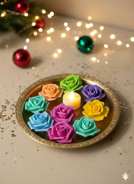 Akp Floating Foam Flowers with Light | Multi-color Roses for Decoration and Crafts Multicolor Rose Artificial Flower