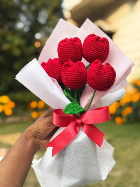 Croise Tulip bouquet Red, Green, White Tulips Artificial Flower