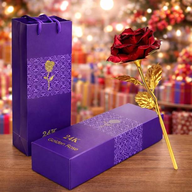 RADHYAM 24K Golden Rose Red Rose Artificial Flower