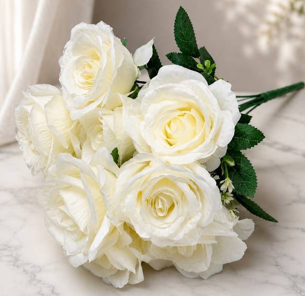 SINGH HELT Artificial White Rose Flower Bunch White Daisy Artificial Flower