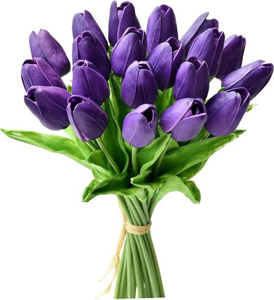 Shivdhara Craft 5 Piece Artificial Tulip Flowers Purple for Vase Home Decor Flower Bunch Purple Tulips Artificial Flower