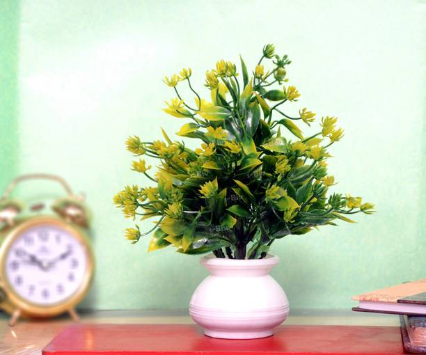 S-Biv Green Tulips Artificial Flower  with Pot