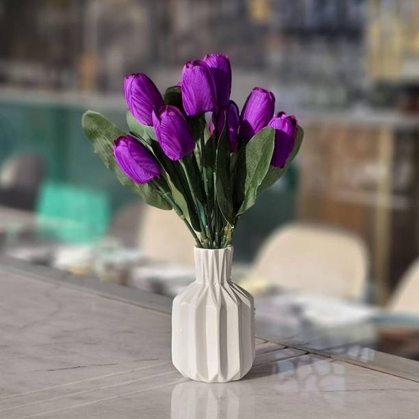 Satyam Kraft 1 Bunch Artificial Tulip Lily Bunch Flower Sticks for Home,Bouquet,Wedding Decor Purple Tulips Artificial Flower