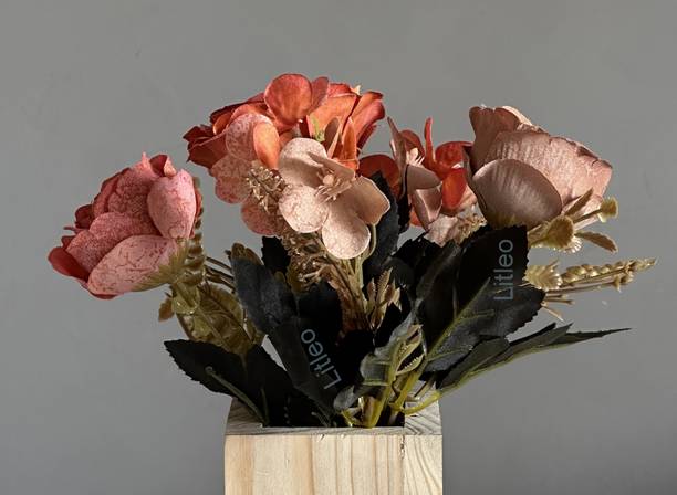 Litleo Decorative for Home Decor,Bouquets,Bedroom,Living Room (Without Vase) Orange, Brown Dried Sticks, Hydrangea Artificial Flower