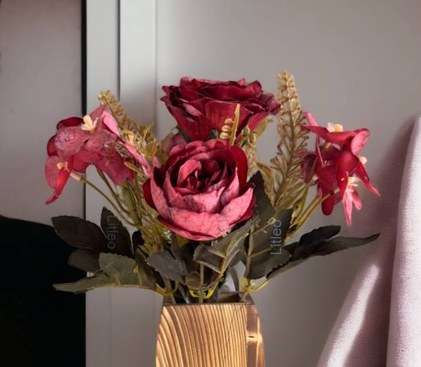 Litleo Decorative for Home Decor,Bouquets,Bedroom,Living Room (Without Vase) Red Dried Sticks, Hydrangea Artificial Flower