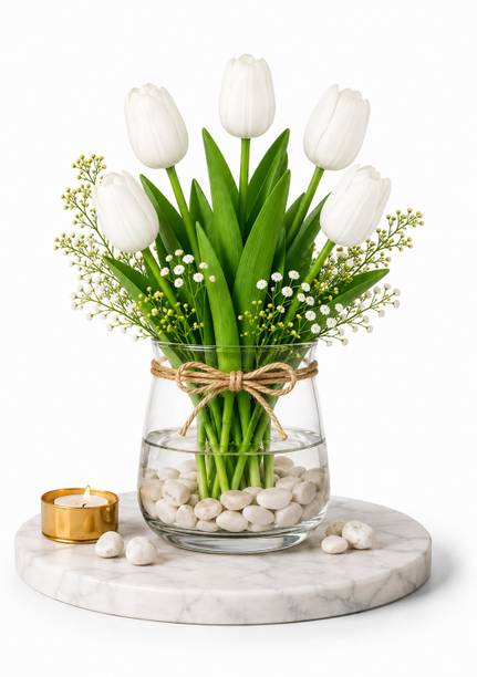 Candus White Tulips Artificial Flower