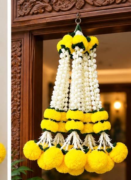 Duggu item Garland Artificial Mala For Photo Frame Home Decoration Multipurpose 30 cm Multicolor Marigold, Gladiolus Artificial Flower