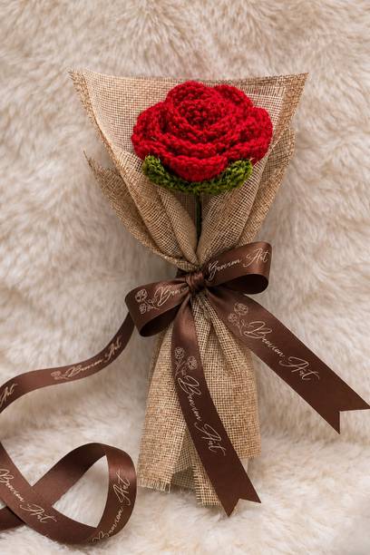 Brovion Art Crochet Rose Bouquet – Handmade Crochet Flower | Artificial Rose Gift Decor Multicolor Rose Artificial Flower