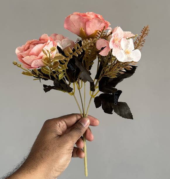 Litleo Decorative for Home Decor,Bouquets,Bedroom,Living Room (Without Vase) Pink Dried Sticks, Hydrangea Artificial Flower
