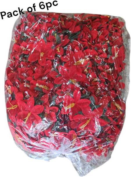 Velved Ladi Artificial Flower Red White Velvet ladi Garland Red Lily Artificial Flower