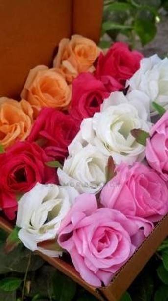 Nimkar's MULTI Shade Roses for Wedding/Arrangements/Bouquets Party Decorations Multicolor Rose Artificial Flower  with Pot