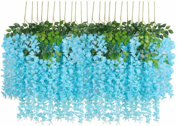 SellPlus Artificial Wisteria Hanging Garland Silk Long Hanging Blue Westeria Artificial Flower