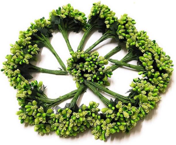 MG Tranding Pollen Flowers for Hair Accessories, Tiara Making, Jewelry Making -(Bunch of 12) Hair Accessory Set