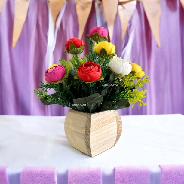 Lampova for Gift Décor & Art Projects – Elegant and Lifelike Arrangements Multicolor Wild Flower Artificial Flower  with Pot