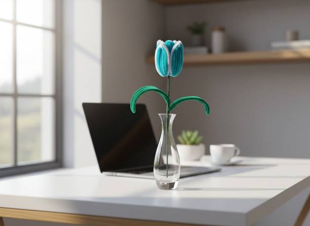 Aagaz Handcrafted Blue Tulips Artificial Flower