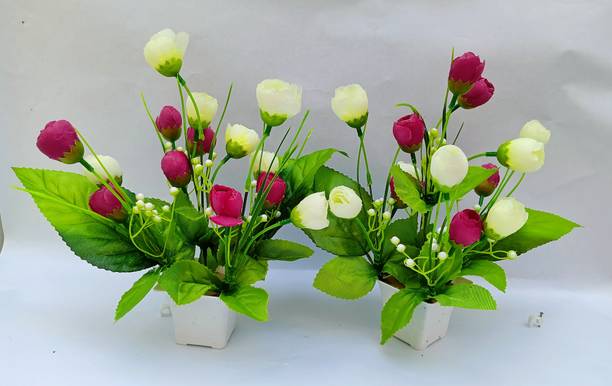 Teena TEENA Artificial Flower Purple Tulips Artificial Flower  with Pot