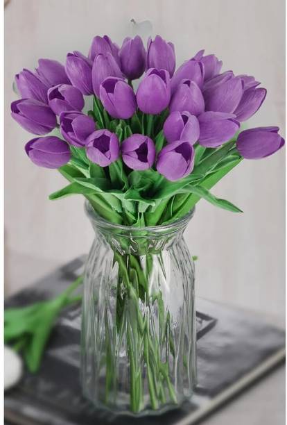 सत्यम क्राफ्ट 5 Pcs Tulip Flower Sticks for Decorations बैंगनी ट्यूलिप नक़ली फूल