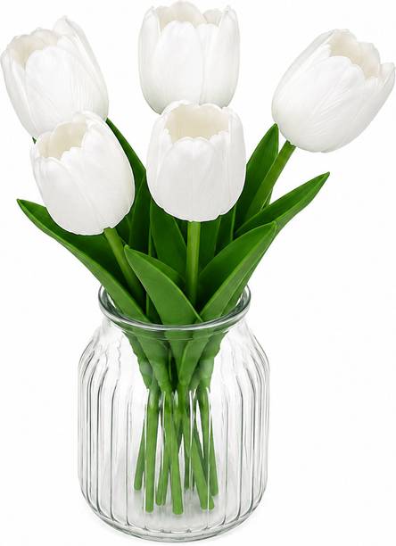 BLACKPARI TULIP FLOWER White Tulips Artificial Flower