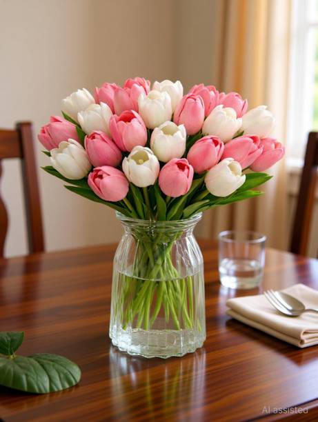 SORT & FILTER Decorative Artificial Tulips Flowers for Vase Pot Home Decorations Multicolor Tulips Artificial Flower
