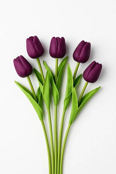 आर्टसी Lifelike Faux Tulips for Living Room, Table, and Gifting, Craft, Purple बैंगनी ट्यूलिप नक़ली फूल