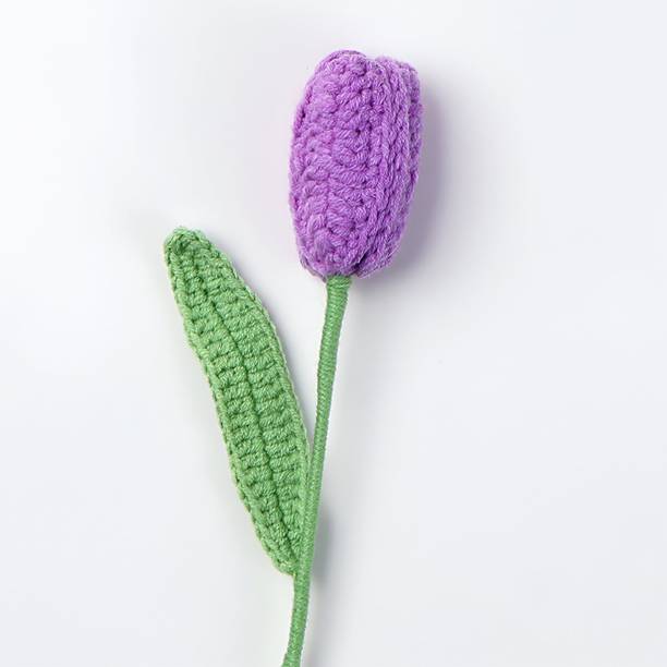 MOMISY Handmade Knitted Tulip Flower – Purple Purple Tulips Artificial Flower