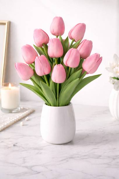 RS TRENDSS Artificial Pink Flower Bunch Pink Tulips Artificial Flower