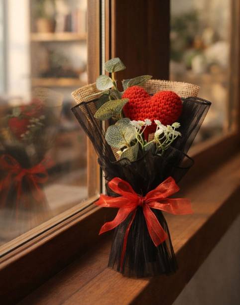 Satyam Kraft 1 Pcs Valentine Bouquet with Artificial Flowers for Him/Her Gifting purpose Multicolor Rose Artificial Flower