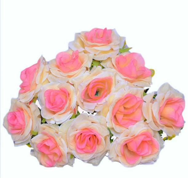 atpujacraftium Artificial Rose Flower Bouquet for Home Decor Pink, White Rose Artificial Flower  with Pot