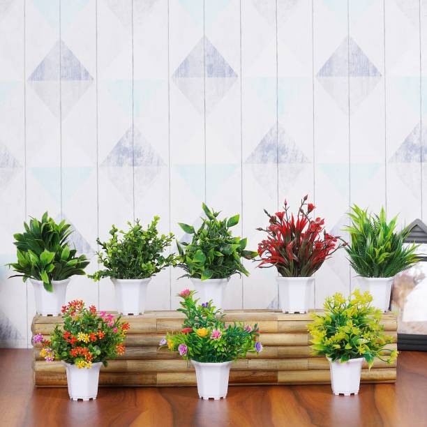 Dekorly Wild Artificial Faux Flower Plant for Home Office Decor, Tabletop Desk Decor Green Eucalyptus Artificial Flower