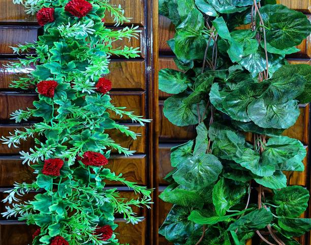 Dynamic Retail Global Artificial Hanging Flowers Plant Garlands Chain for Home Decoration AM123 Green Dahalia Artificial Flower