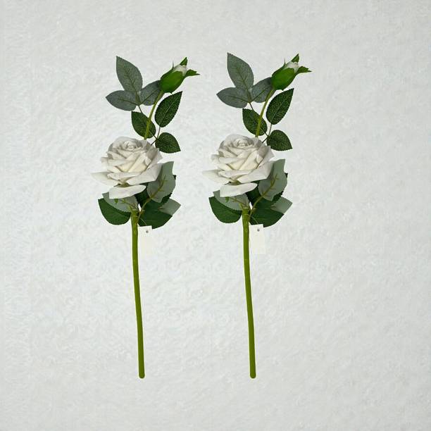 VENSA KINS ROSE White, Green Rose Artificial Flower