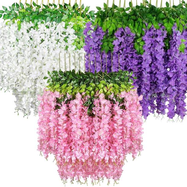 AMR STORE Westeria Artificial Flower Vine Creepers for Home & Wedding Decoration Purple, Pink, White Westeria Artificial Flower