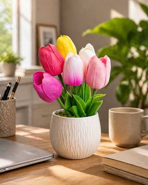 MDS Tulip Flower Multicolor Tulips Artificial Flower