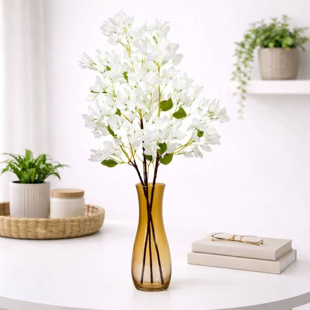 Pink Olive Artificial Bougainvillea Flower for Home, Living Room & Festive Decor White Bougainvillea Artificial Flower